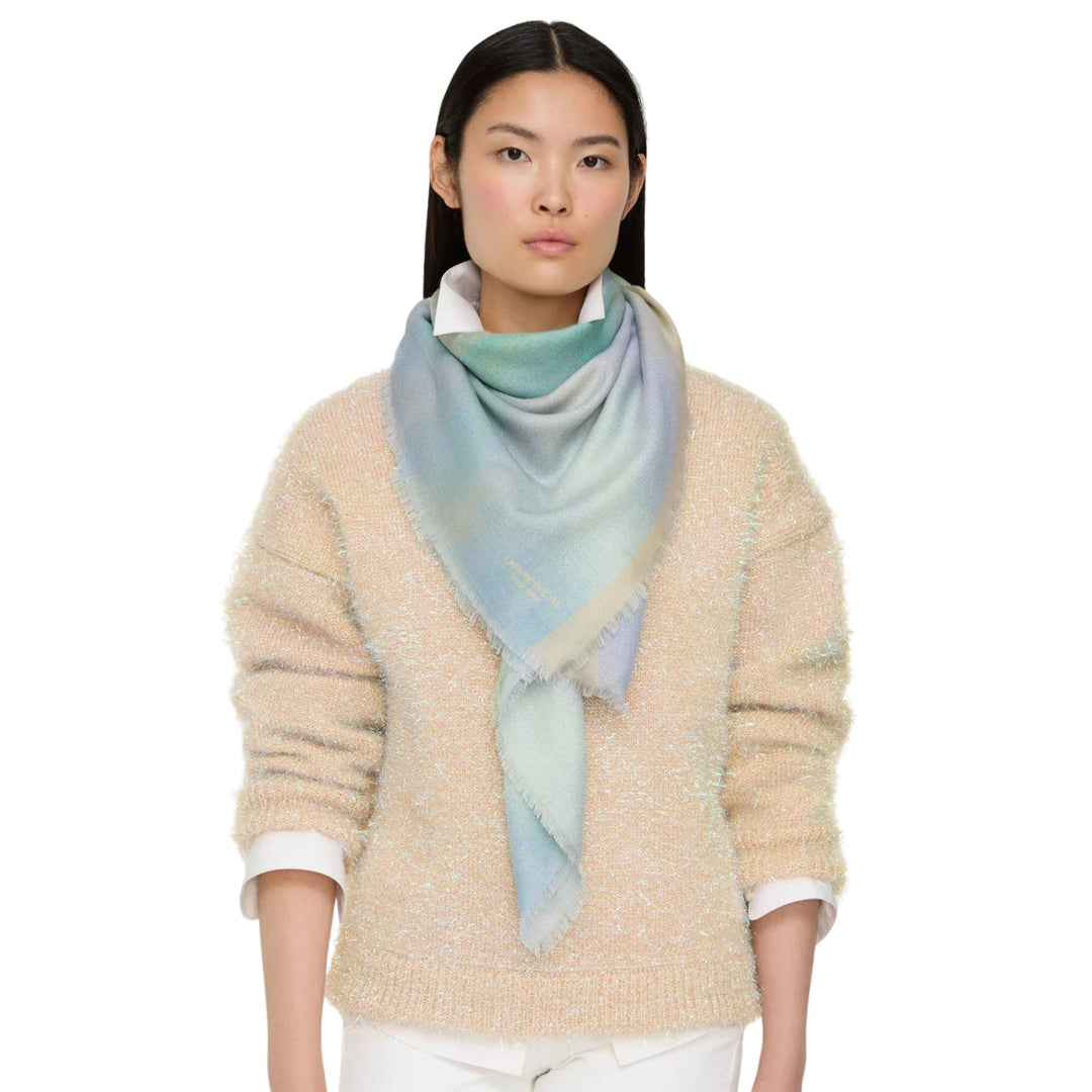 Aurora Cashmere Silk Printed Scarf - Aurora Green Multi