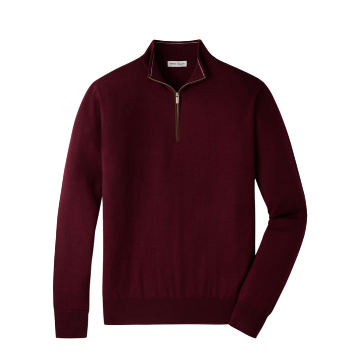 Autumn Crest Suede Trim Quarter-Zip in Bordeaux