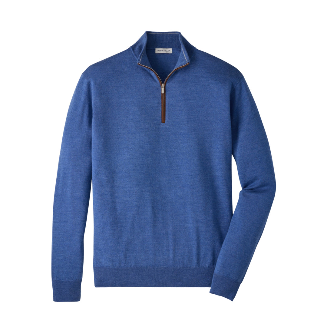 Autumn Crest Suede Trim Quarter-Zip in Crown Blue