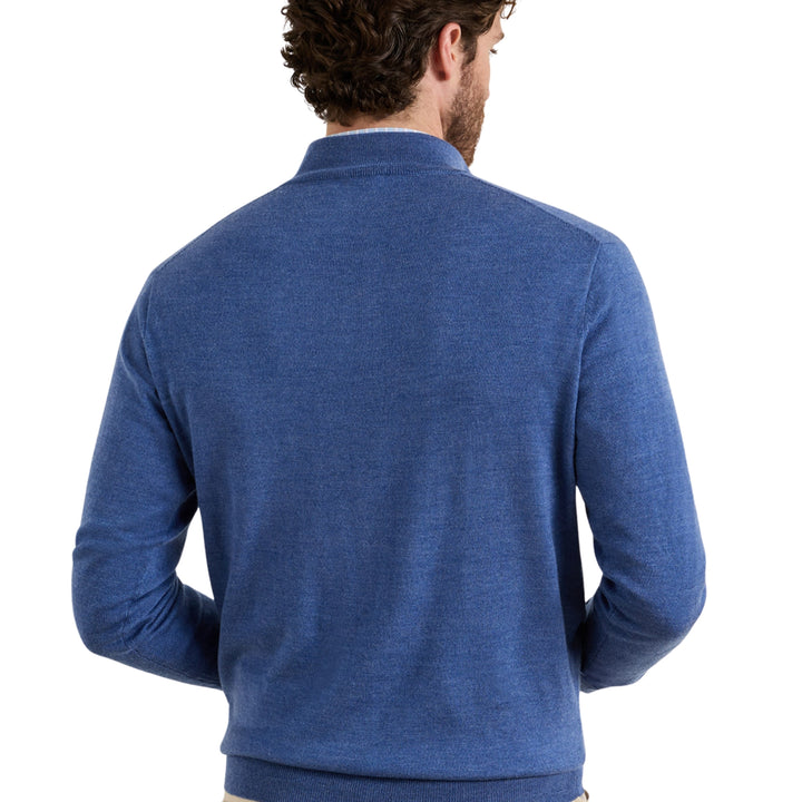 Autumn Crest Suede Trim Quarter-Zip in Crown Blue
