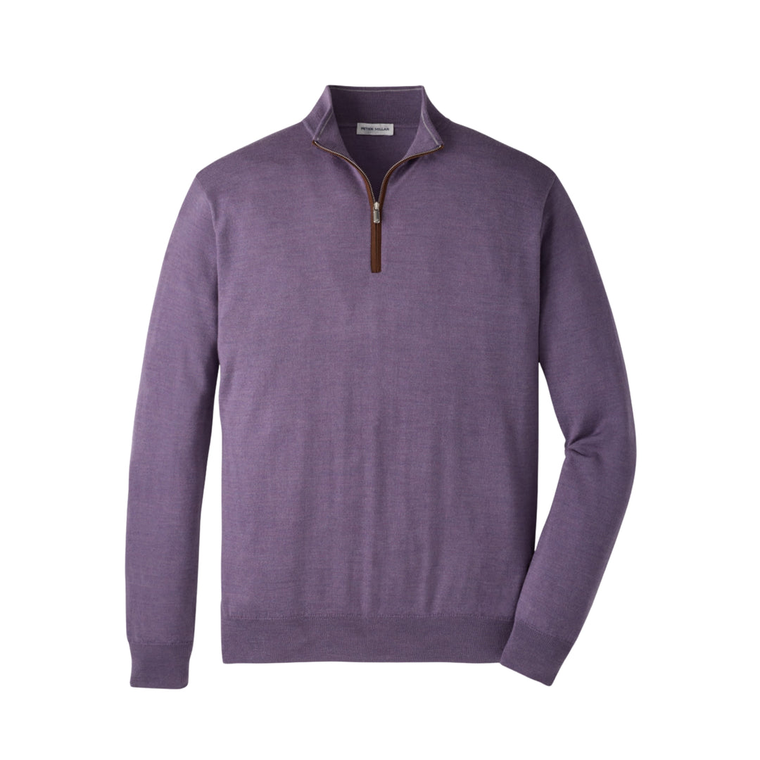 Autumn Crest Suede Trim Quarter-Zip in Purple Fig