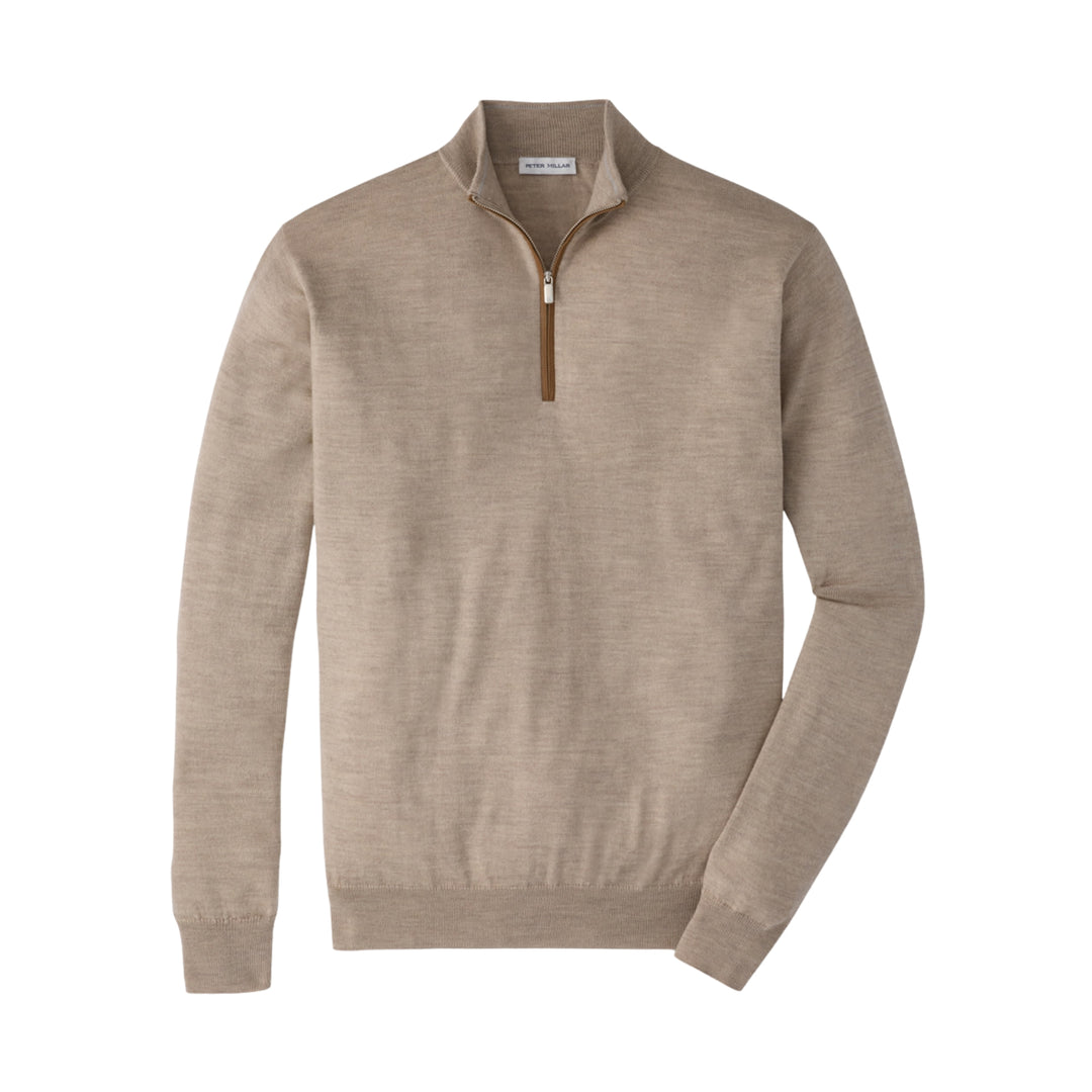 Autumn Crest Suede Trim Quarter-Zip in Stone