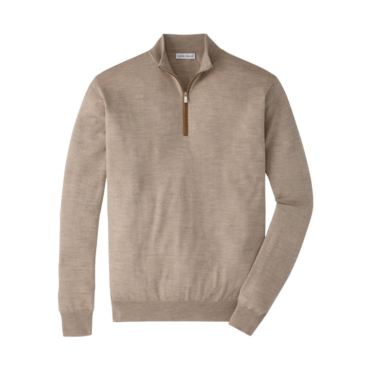 Autumn Crest Suede Trim Quarter-Zip in Stone