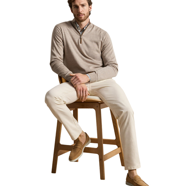 Autumn Crest Suede Trim Quarter-Zip in Stone