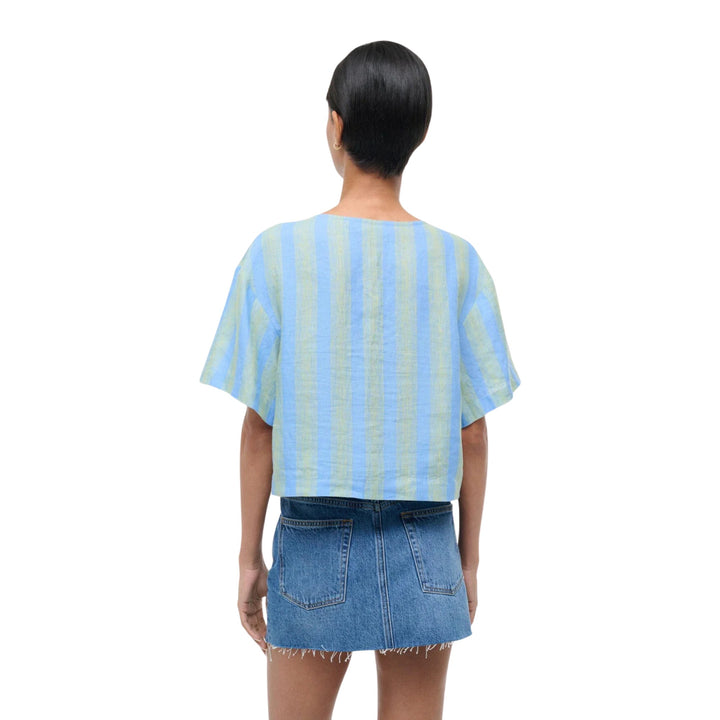 Ava Linen Top in Seaport Stripe