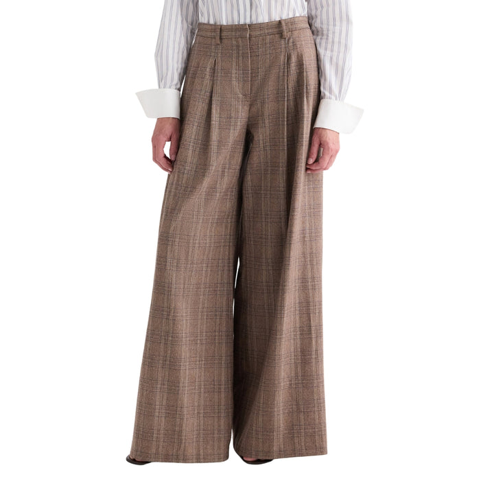 Avery Glen Plaid Wool Flannel Pant in Brown Multi