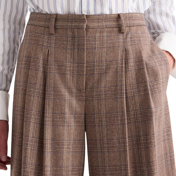 Avery Glen Plaid Wool Flannel Pant in Brown Multi