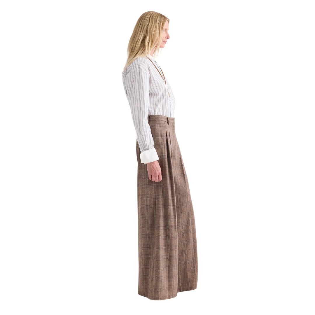 Avery Glen Plaid Wool Flannel Pant in Brown Multi