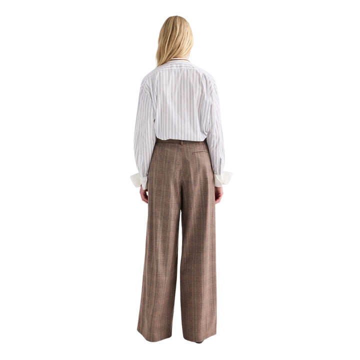 Avery Glen Plaid Wool Flannel Pant in Brown Multi