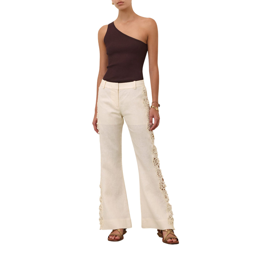Awaken Embroidered Pant in Cream