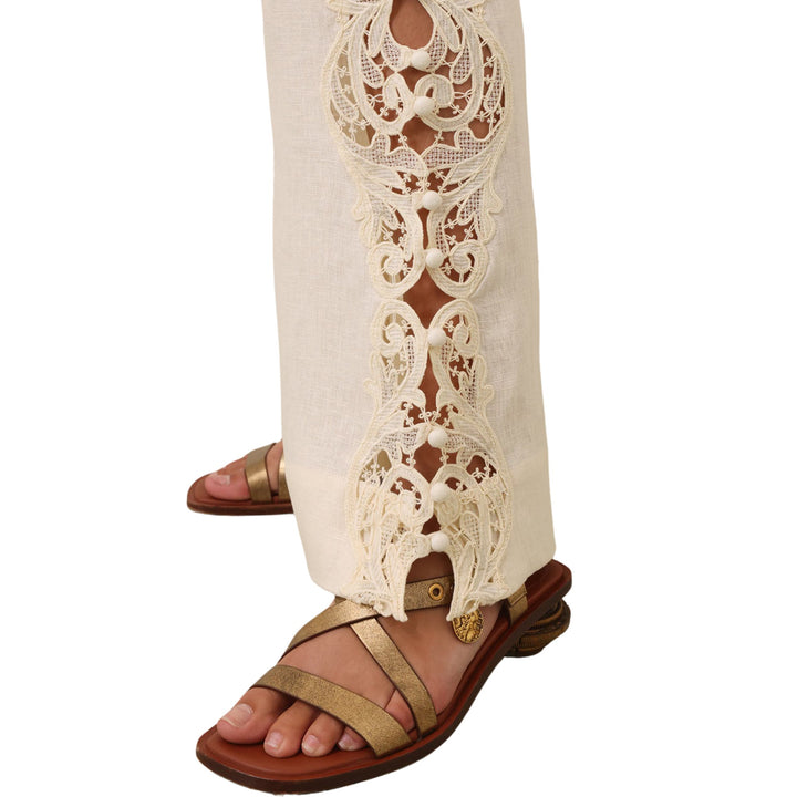 Awaken Embroidered Pant in Cream