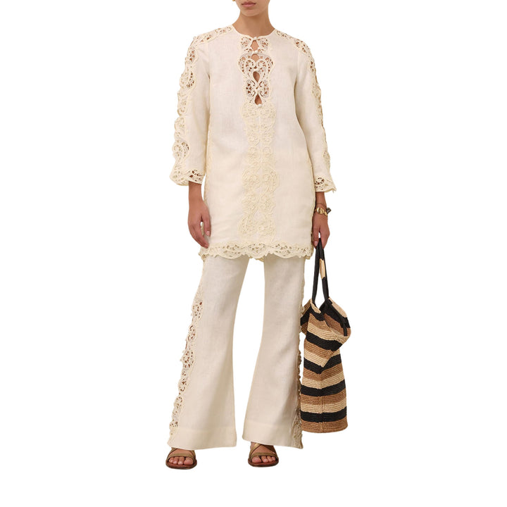 Awaken Embroidered Pant in Cream