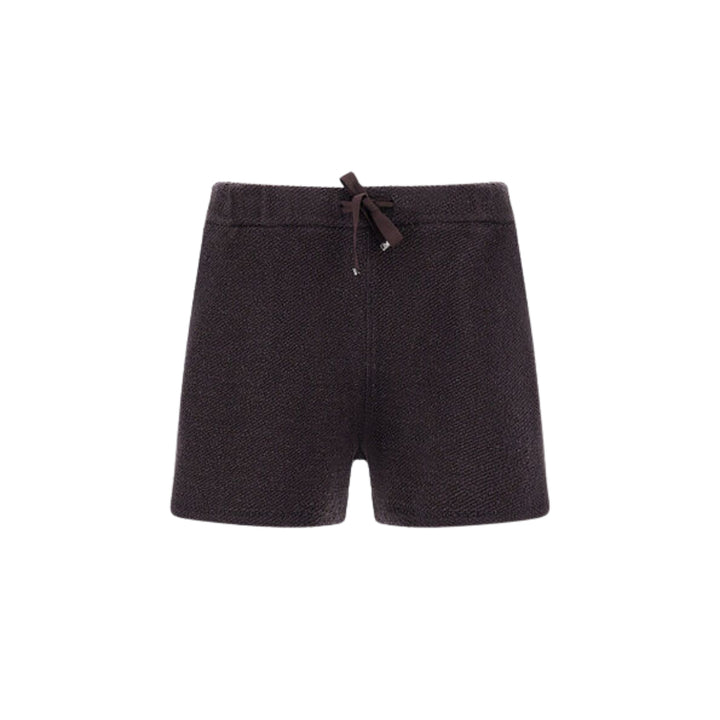 BRIGHT DIAGONAL FLEECE KNIT SHORTS IN CHOCOLATE BROWN