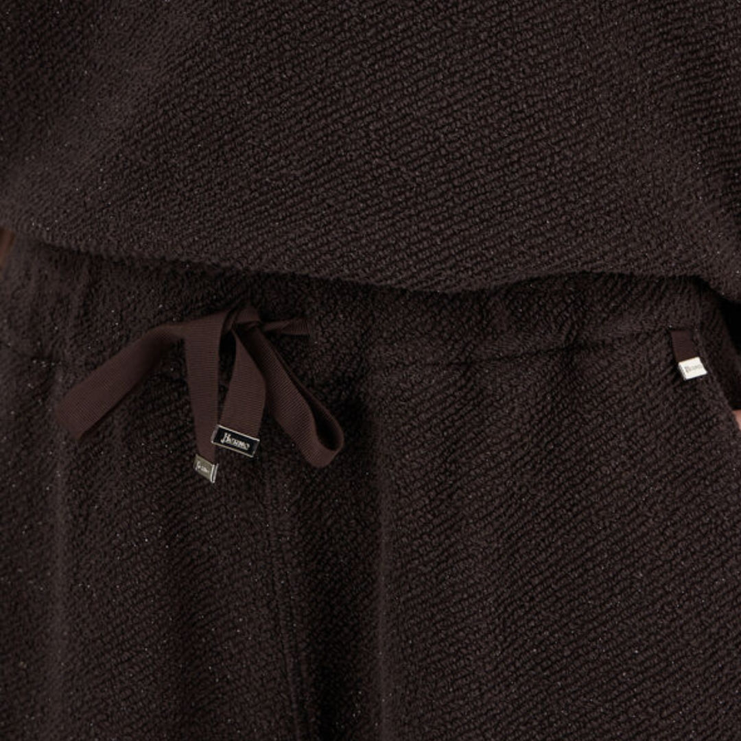BRIGHT DIAGONAL FLEECE KNIT SHORTS IN CHOCOLATE BROWN