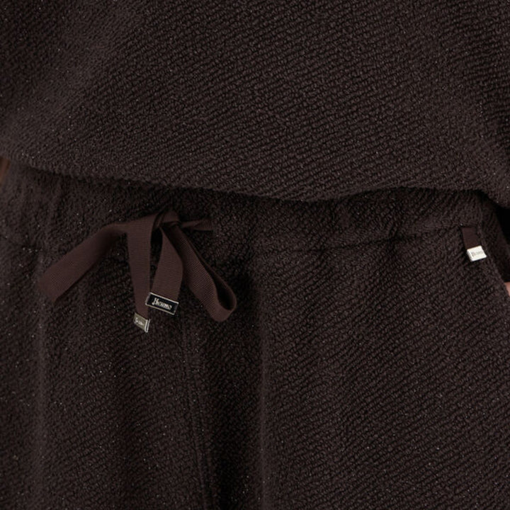 BRIGHT DIAGONAL FLEECE KNIT SHORTS IN CHOCOLATE BROWN