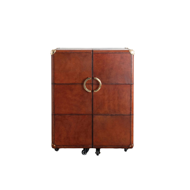Bar Cabinet with Flocked Interior,
Mirror & Brass Hardware