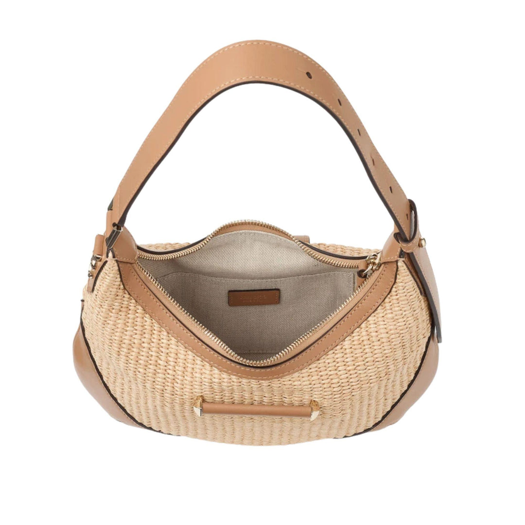 Toffee Raffia Bar Hobo Bag