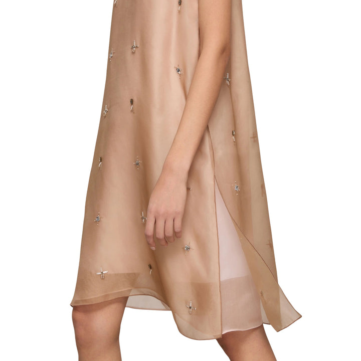 Beaded Silk Organza Shift Dress