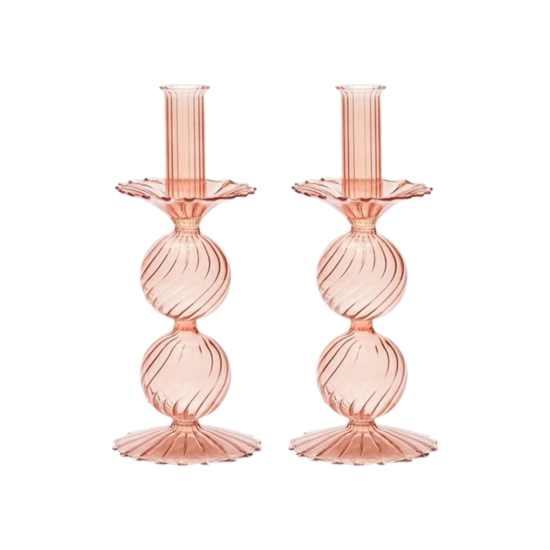Bella Short Candle Holders - Blush, Set of 2 in a Box