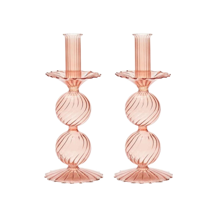 Bella Short Candle Holders - Blush, Set of 2 in a Box