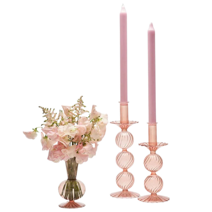Bella Short Candle Holders - Blush, Set of 2 in a Box