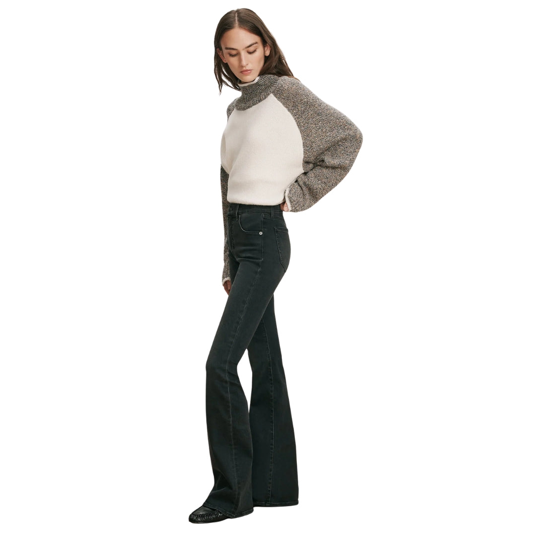 Beverly Mid-Rise Skinny-Flare Jean in Washed Onyx