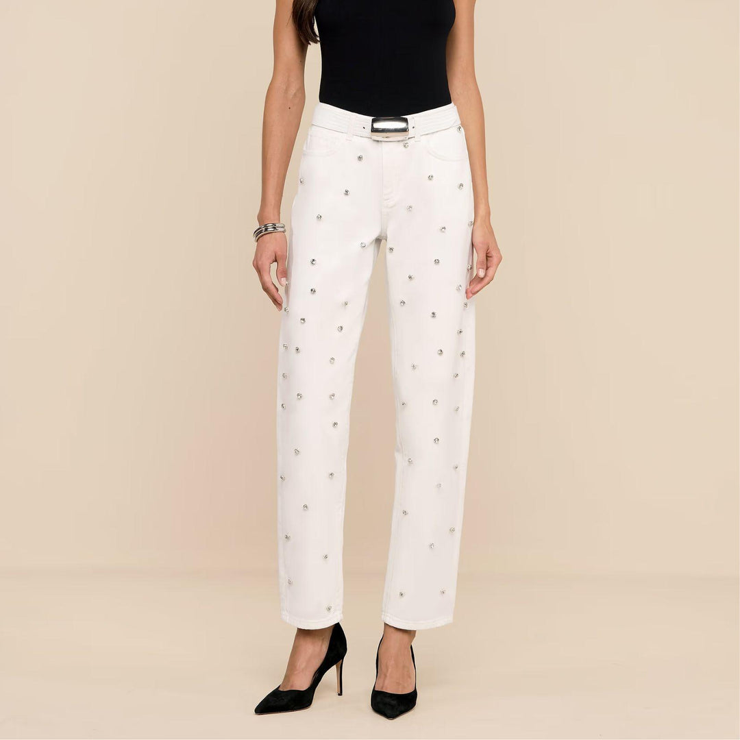 Bex Embellished Rodeo Jean in Blanc