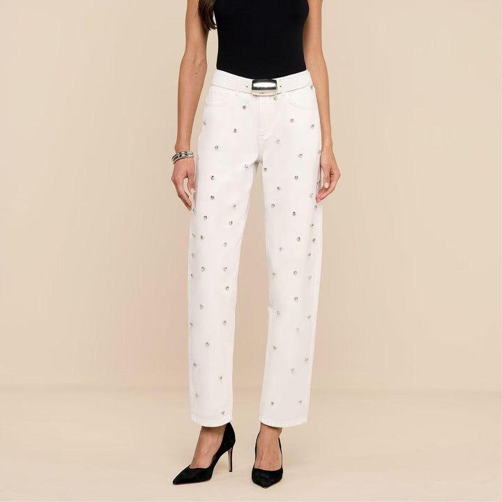 Bex Embellished Rodeo Jean in Blanc