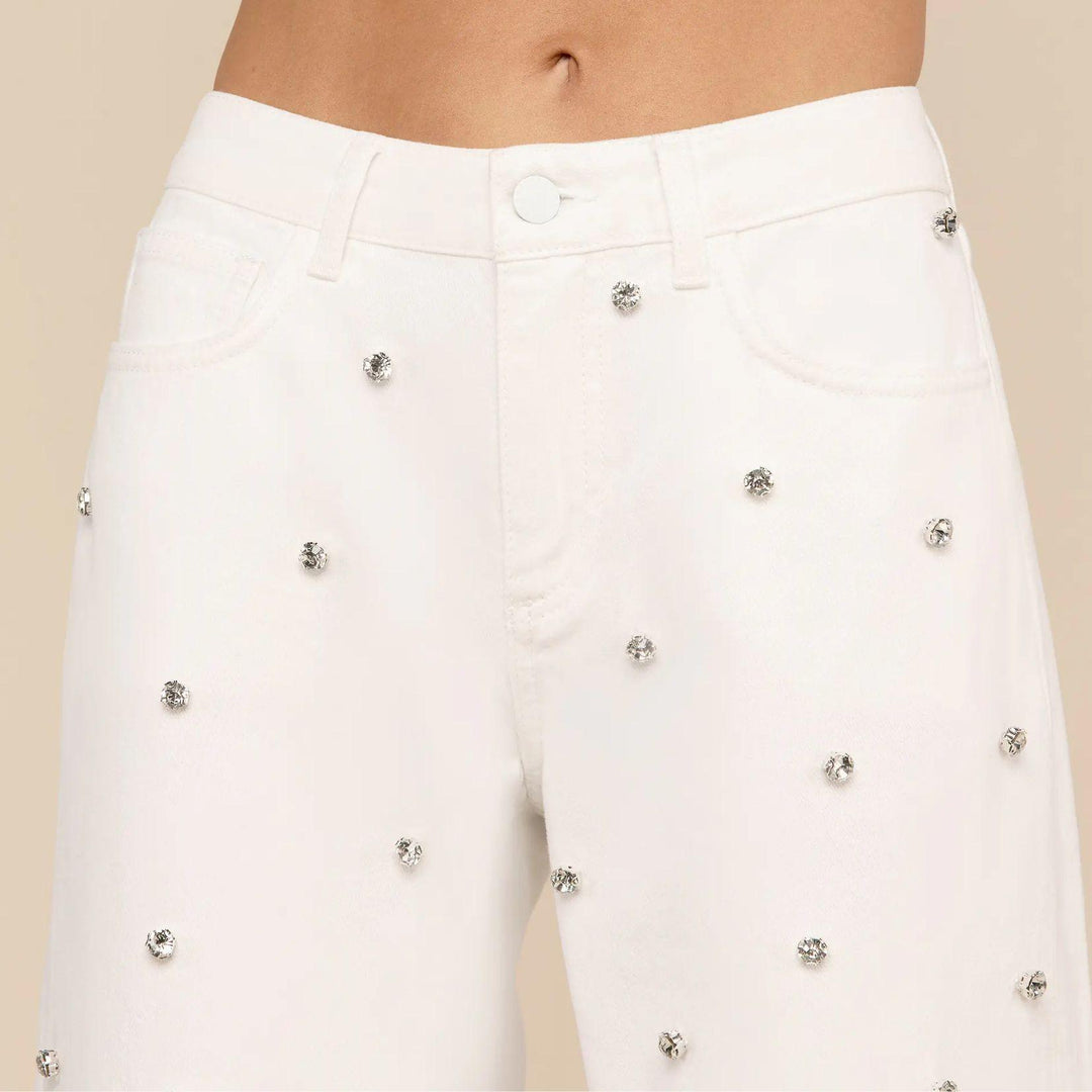 Bex Embellished Rodeo Jean in Blanc