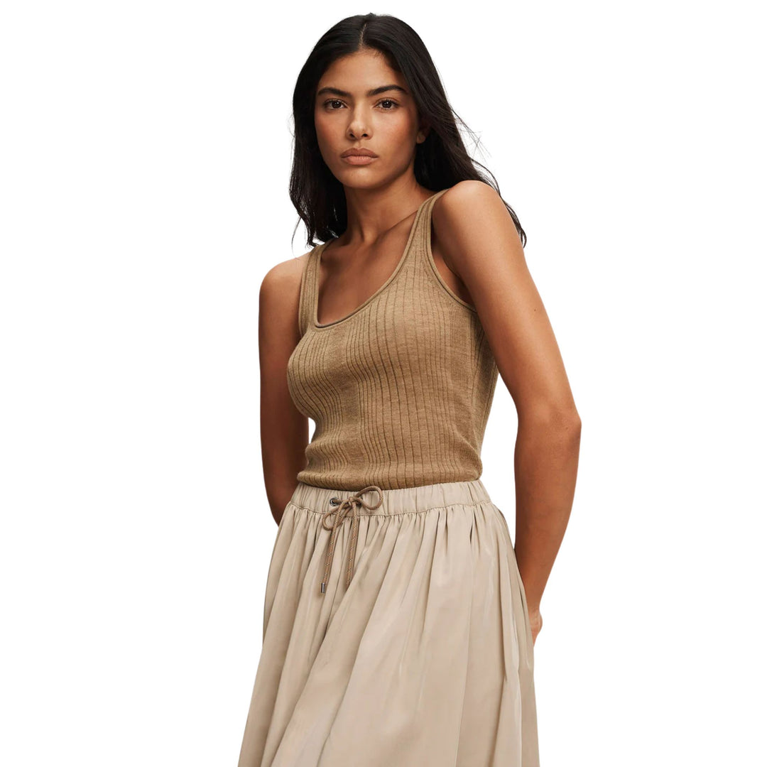 Birke Knit Tank in Dark Khaki