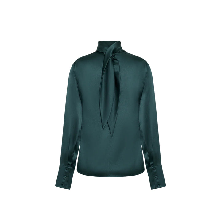 Blaine Top In Silk Charmeuse in Hunter Green