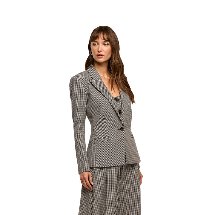Blanche Single Breasted Blazer in Black and White Houndstooth