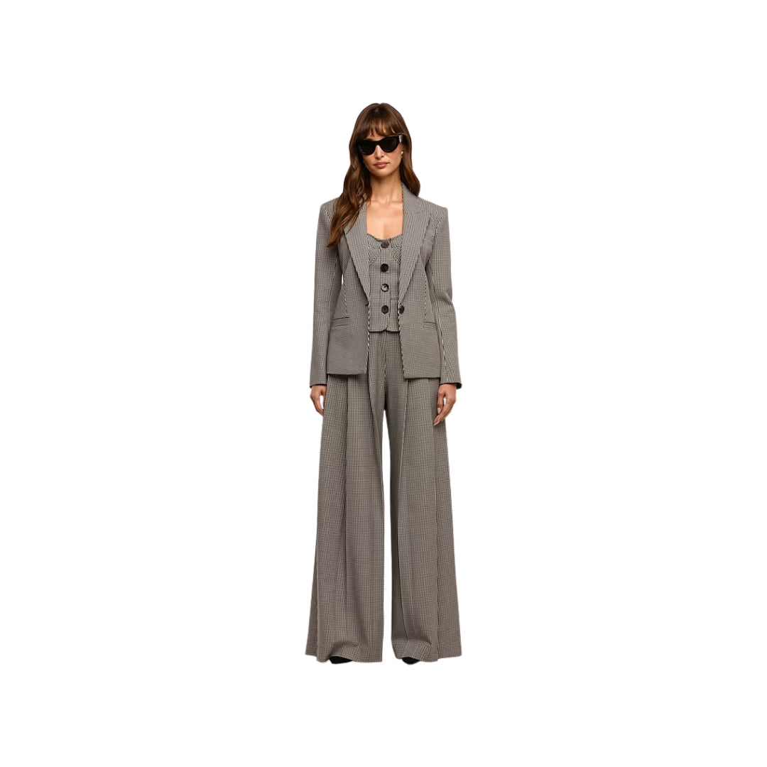 Blanche Single Breasted Blazer in Black and White Houndstooth
