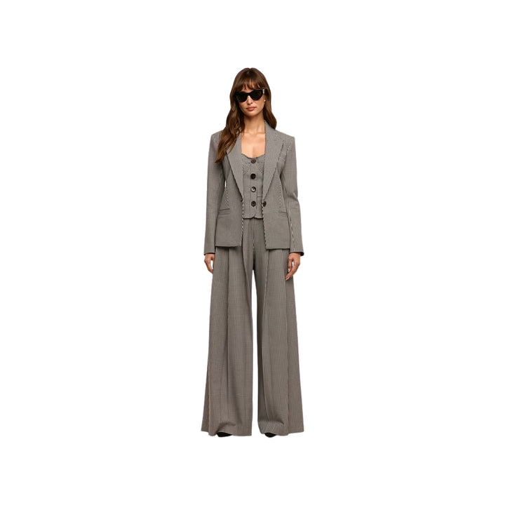 Blanche Single Breasted Blazer in Black and White Houndstooth