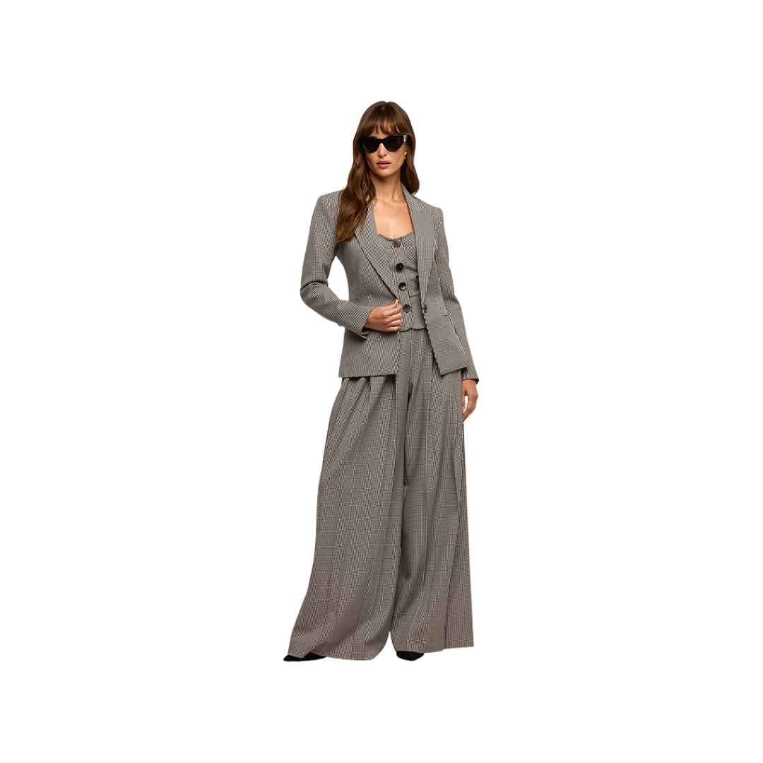 Blanche Single Breasted Blazer in Black and White Houndstooth