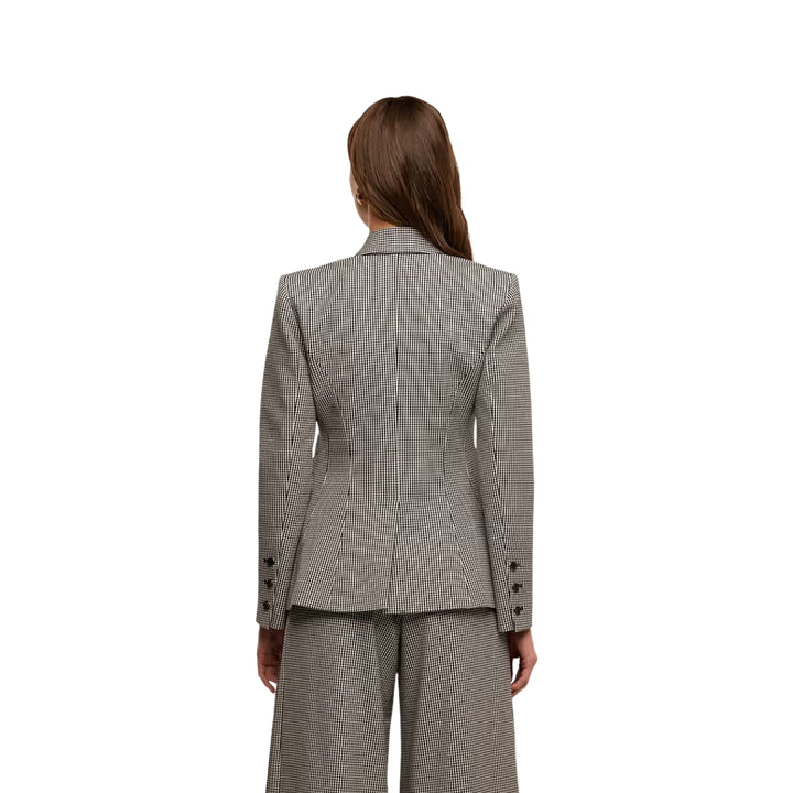 Blanche Single Breasted Blazer in Black and White Houndstooth