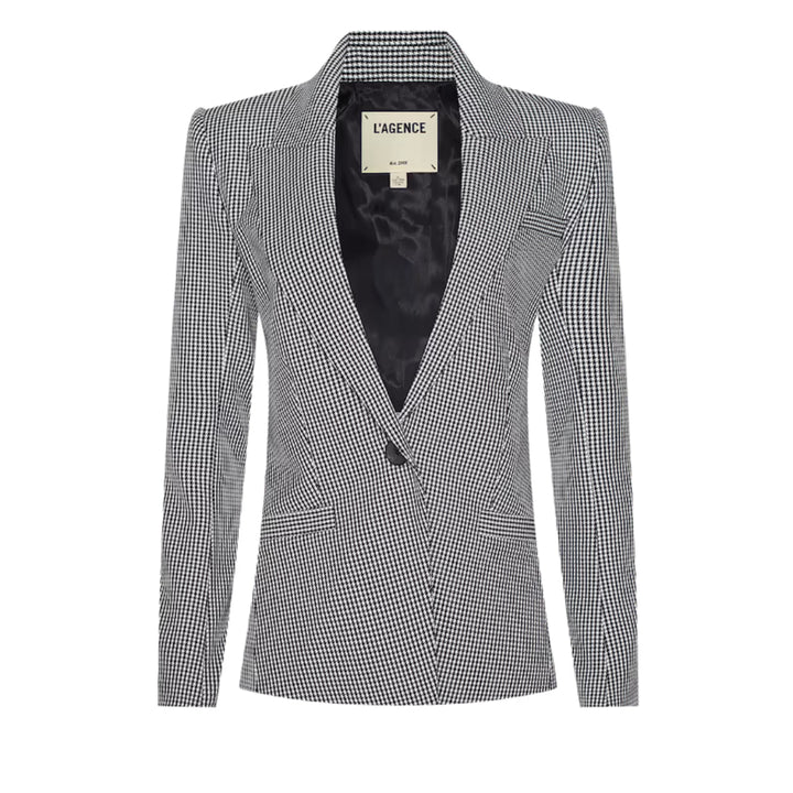 Blanche Single Breasted Blazer in Black and White Houndstooth