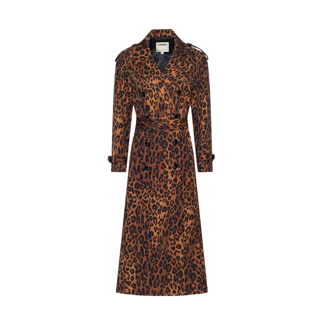 Brinley Oversized Trench in Tan Multi Javan Leopard