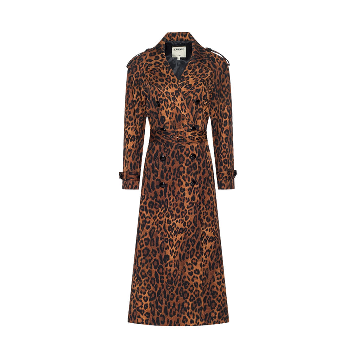 Brinley Oversized Trench in Tan Multi Javan Leopard