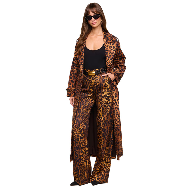Brinley Oversized Trench in Tan Multi Javan Leopard