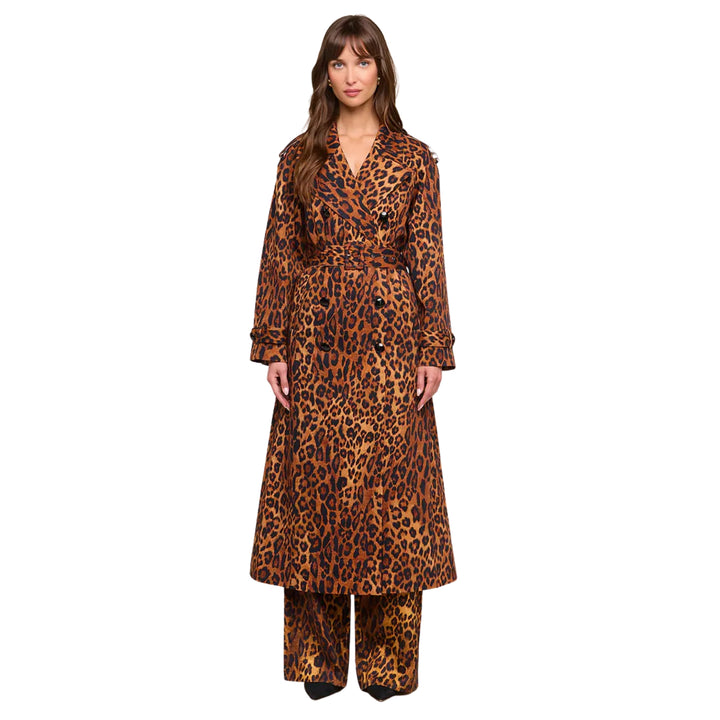 Brinley Oversized Trench in Tan Multi Javan Leopard