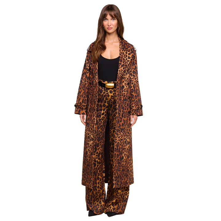 Brinley Oversized Trench in Tan Multi Javan Leopard