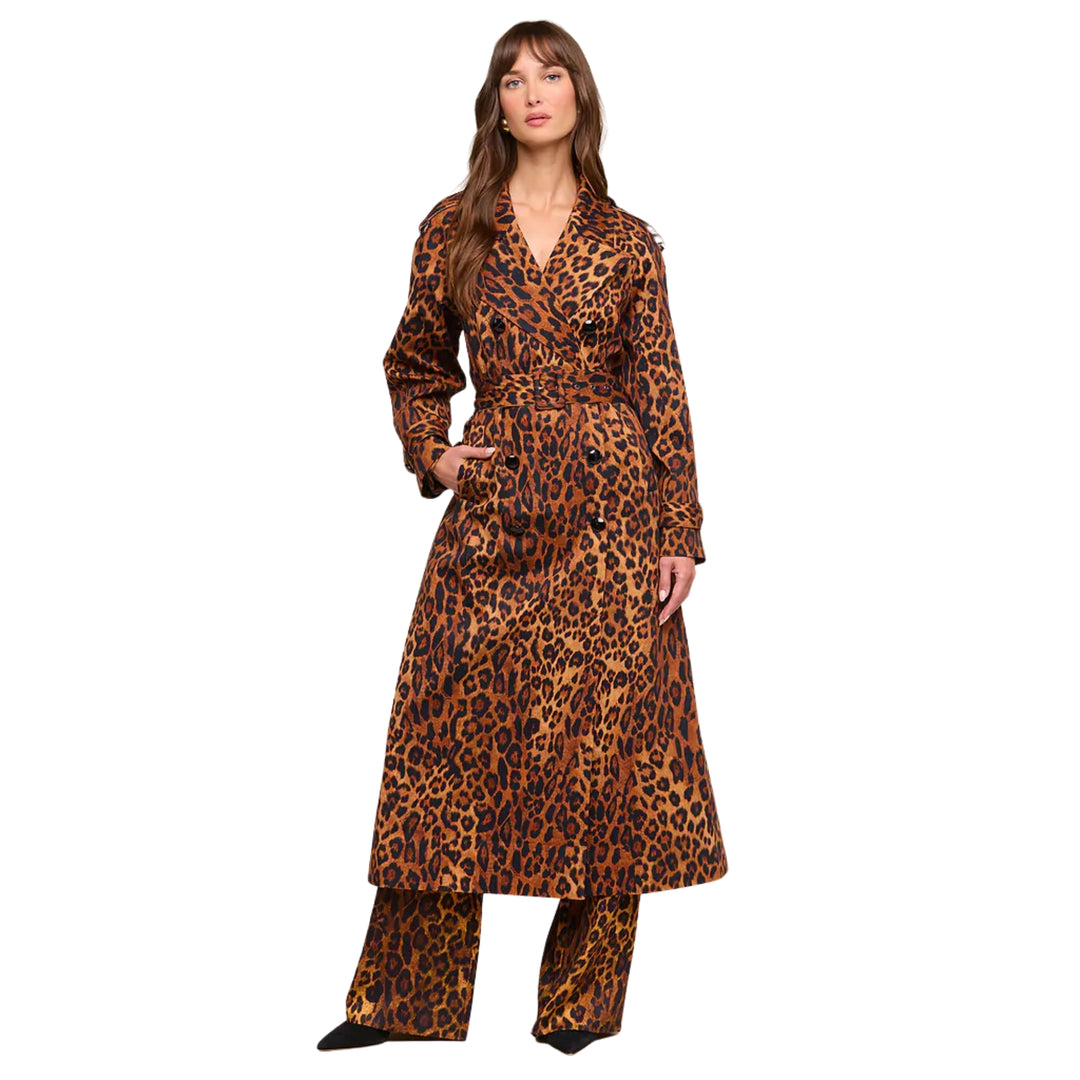 Brinley Oversized Trench in Tan Multi Javan Leopard