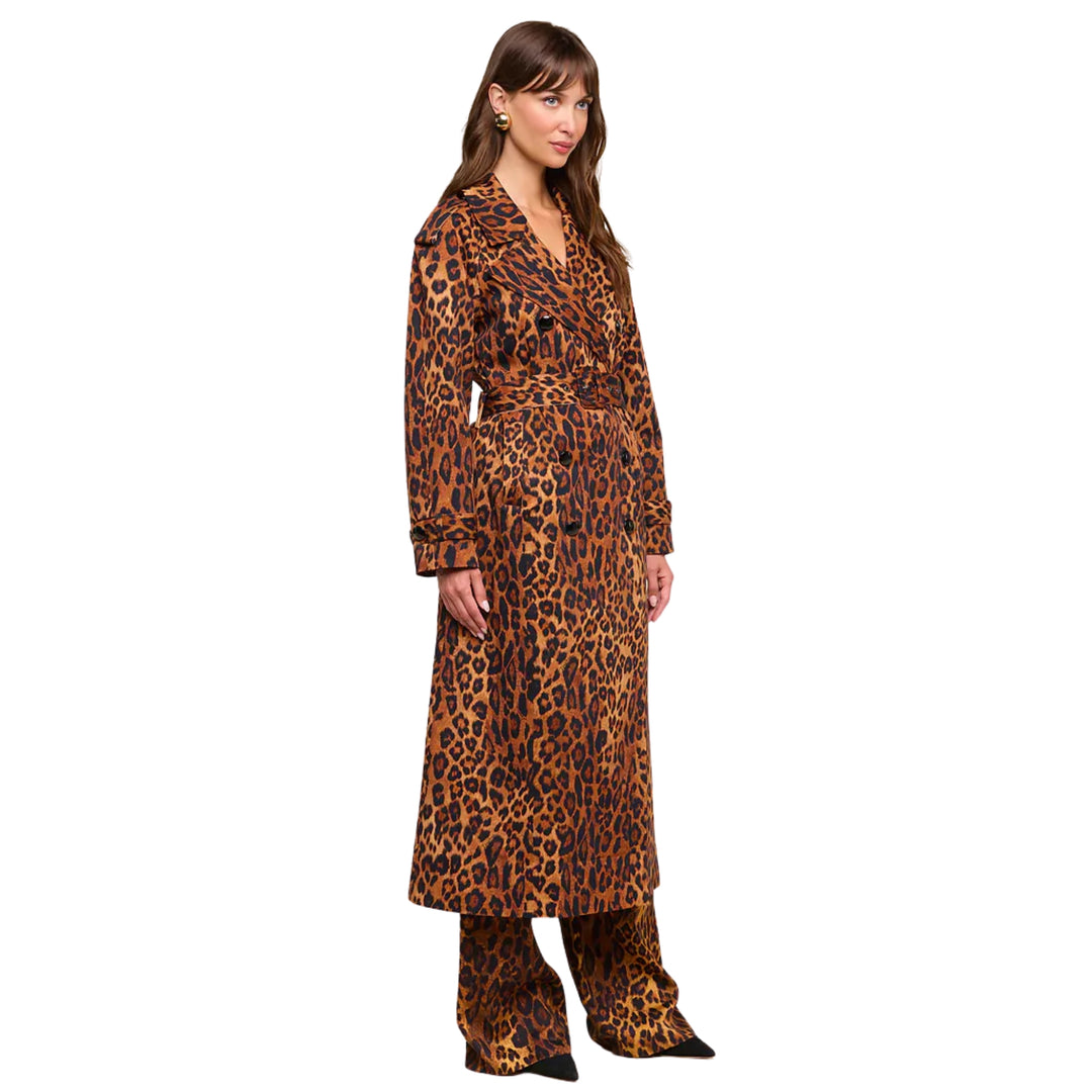 Brinley Oversized Trench in Tan Multi Javan Leopard