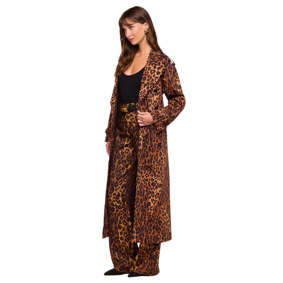 Brinley Oversized Trench in Tan Multi Javan Leopard