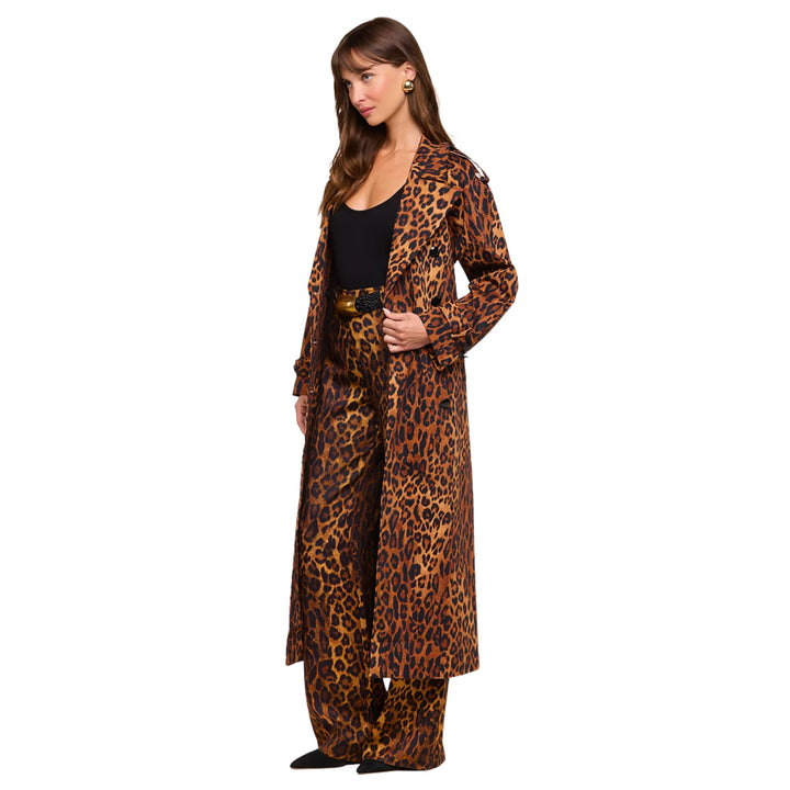 Brinley Oversized Trench in Tan Multi Javan Leopard