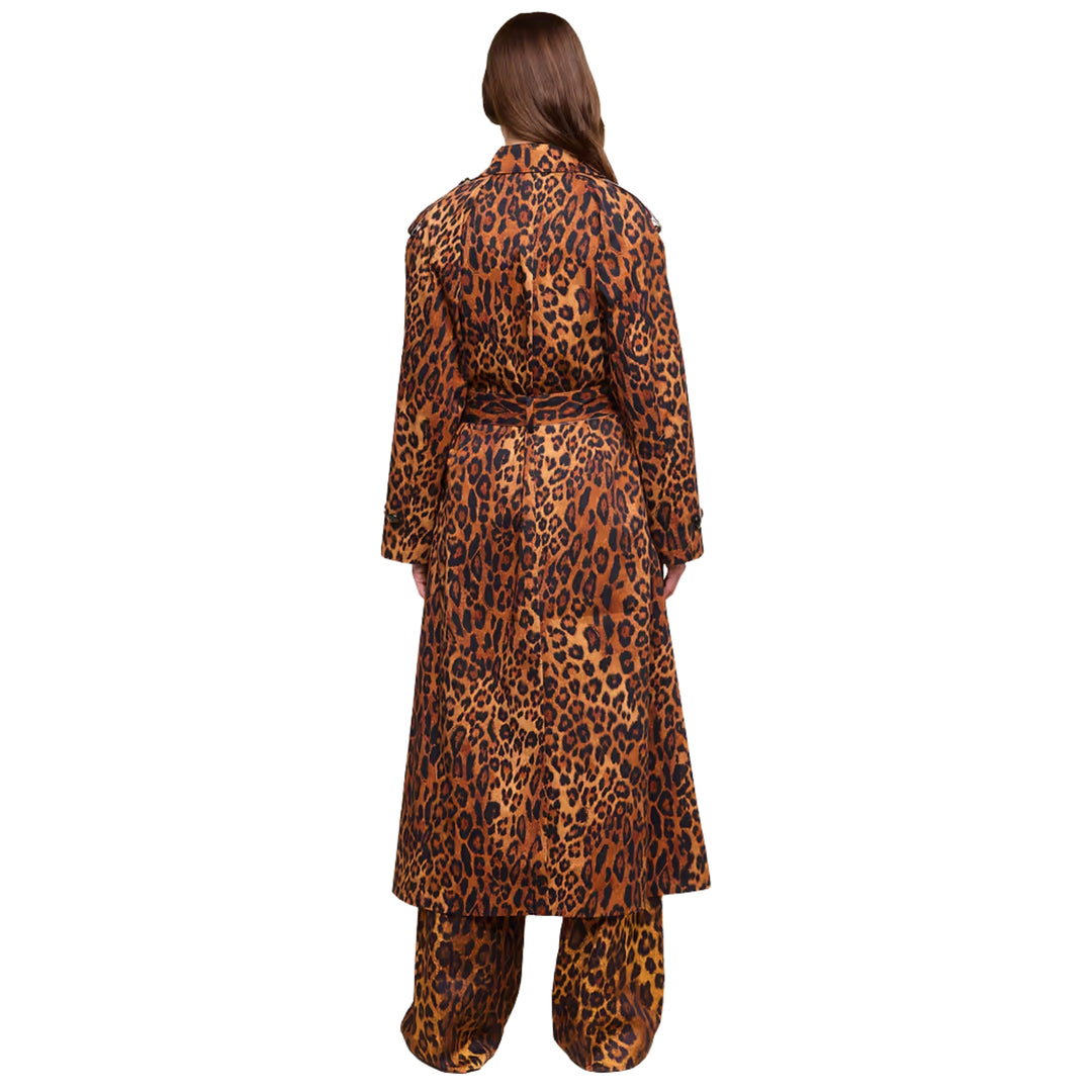 Brinley Oversized Trench in Tan Multi Javan Leopard