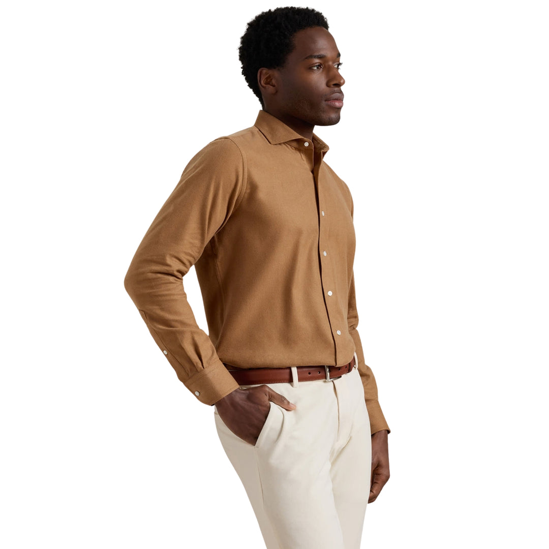 Brixen Italian Flannel Sport Shirt in Light Mocha