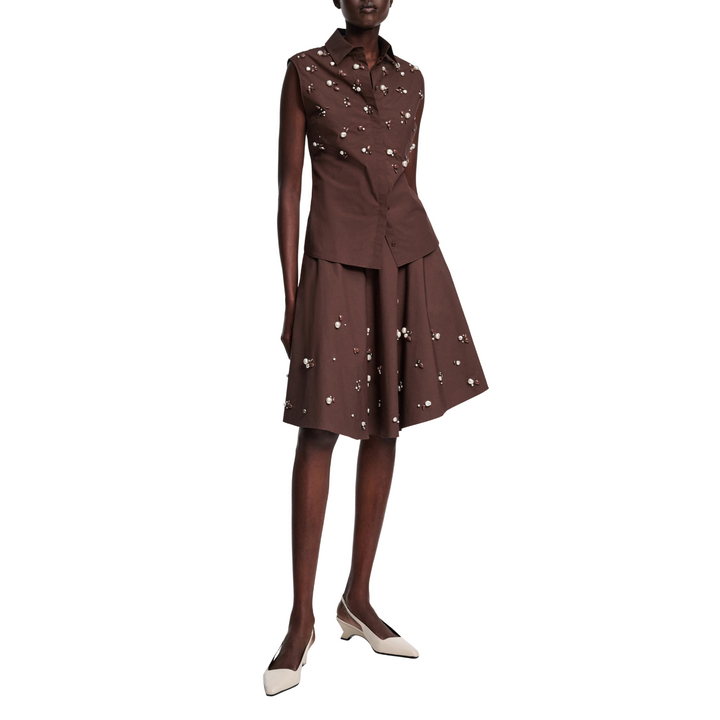 Poplin Power Maxi Skirt in chocolate