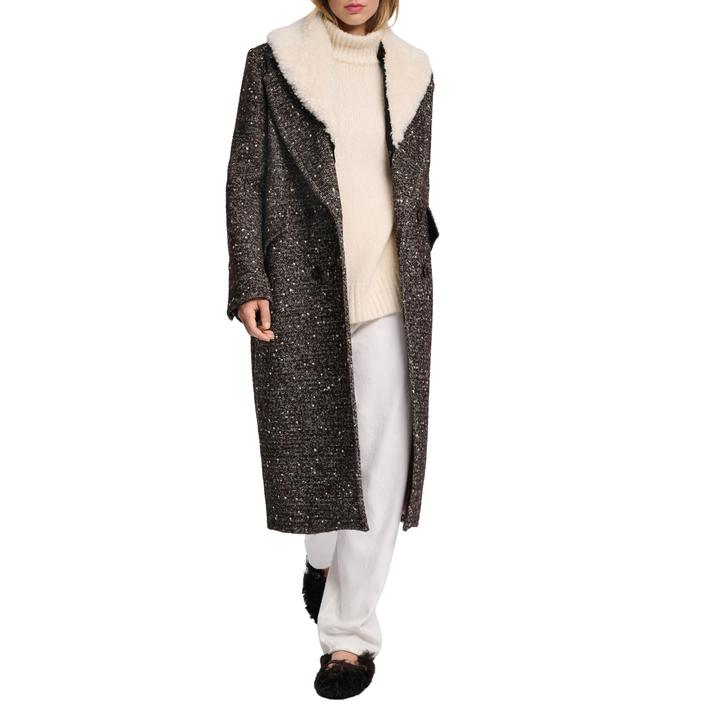Cozy Attraction Coat in chocolate tweed
